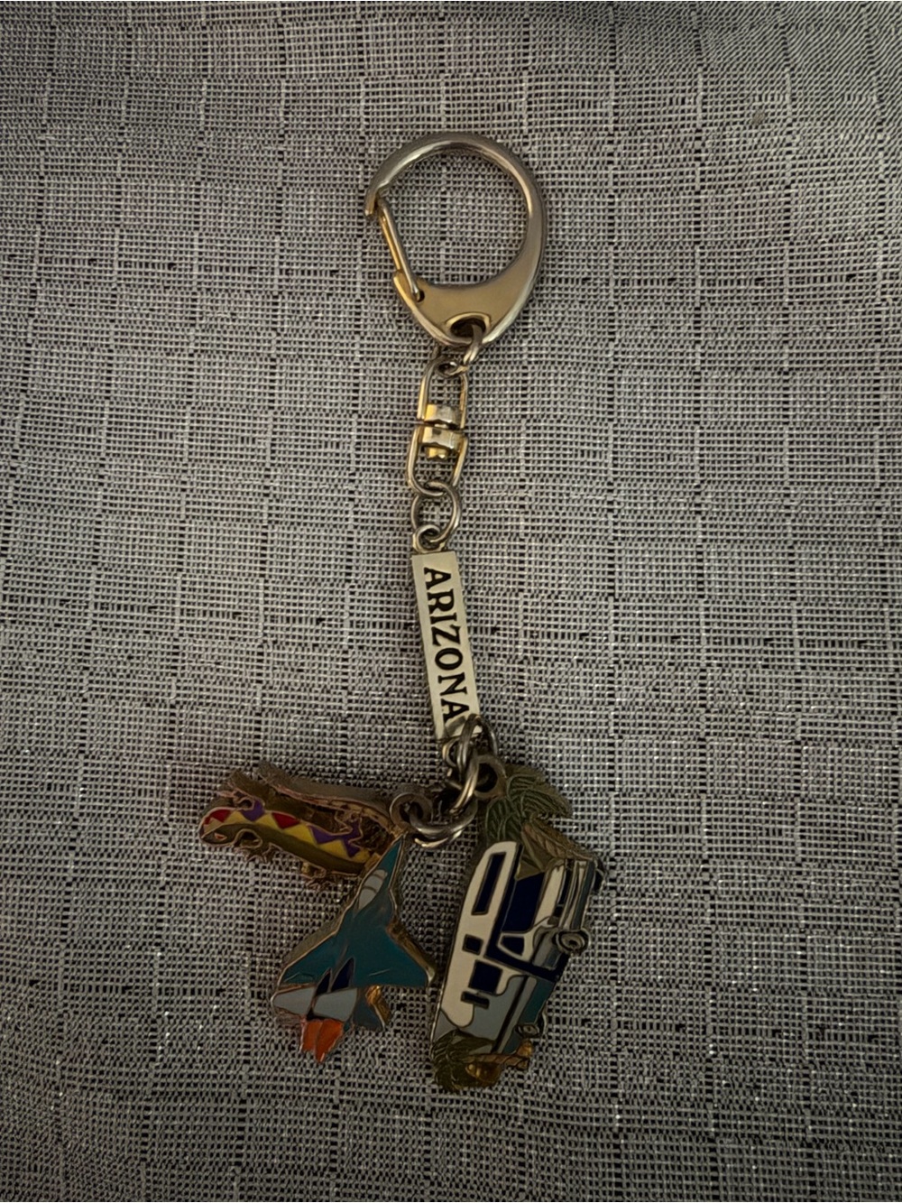 Vintage Arizona Gold-tone Keychain with Multicolor Enamel Charms
